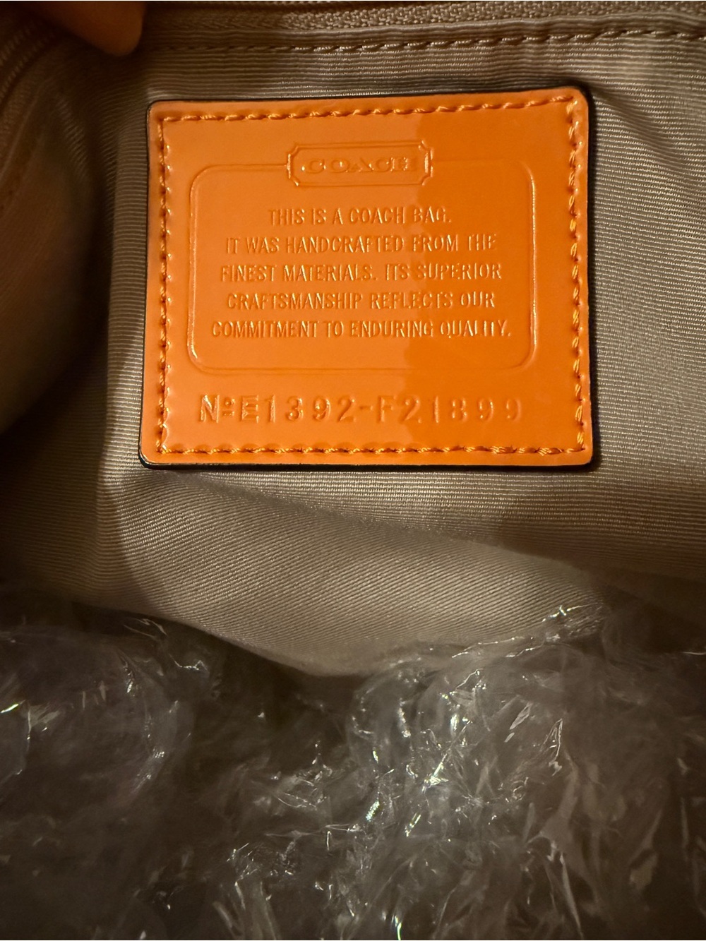 NWT Coach Signature Stripe Pocket Tote in Khaki and Orange Spice - Picture 8 of 9